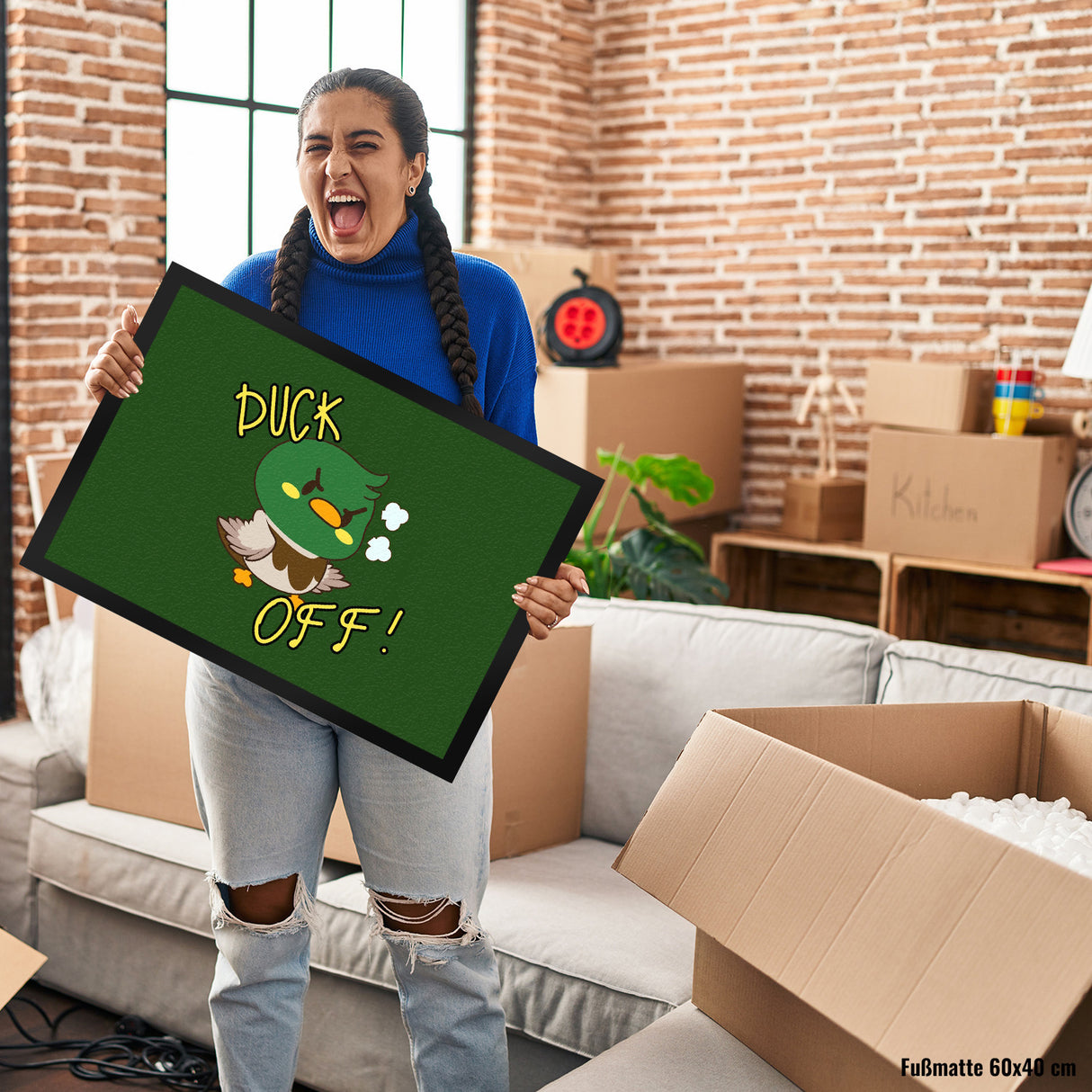 Enten Fußmatte in 35x50 cm mit Spruch DUCK OFF!