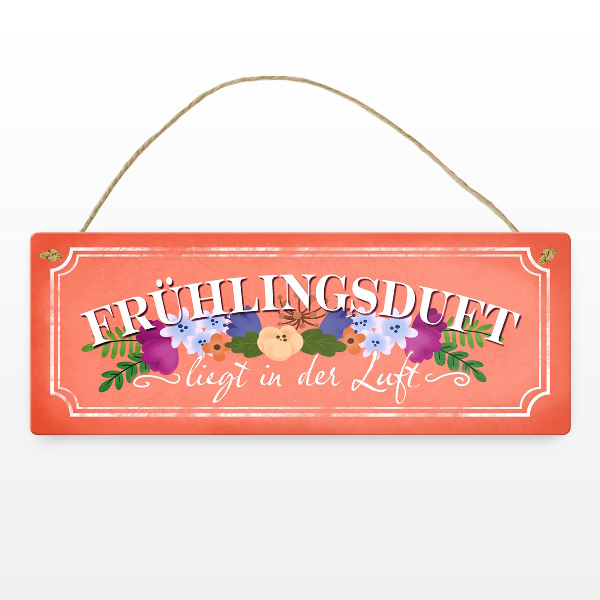 Frühlingsduft liegt in der Luft Metallschild in orange