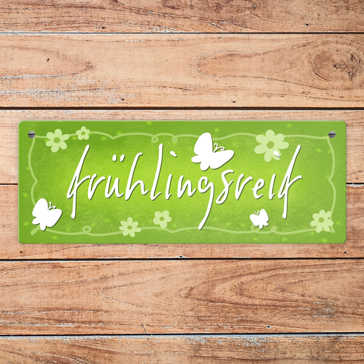 Frühlingsreif Metallschild mit Schmetterlingen und Blumen