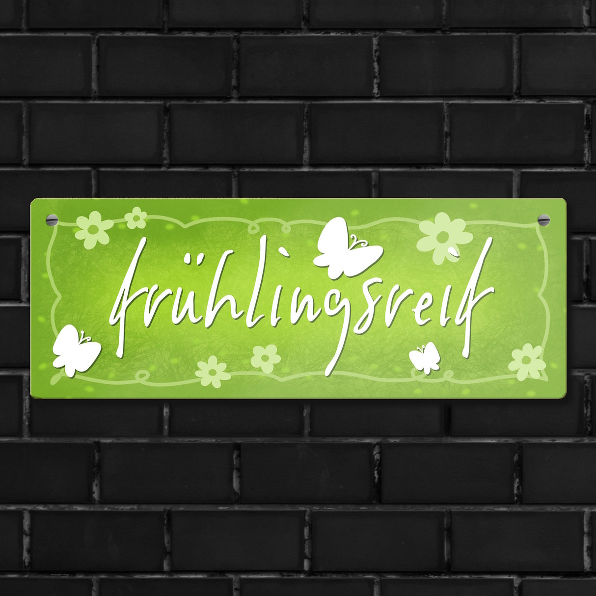 Frühlingsreif Metallschild mit Schmetterlingen und Blumen