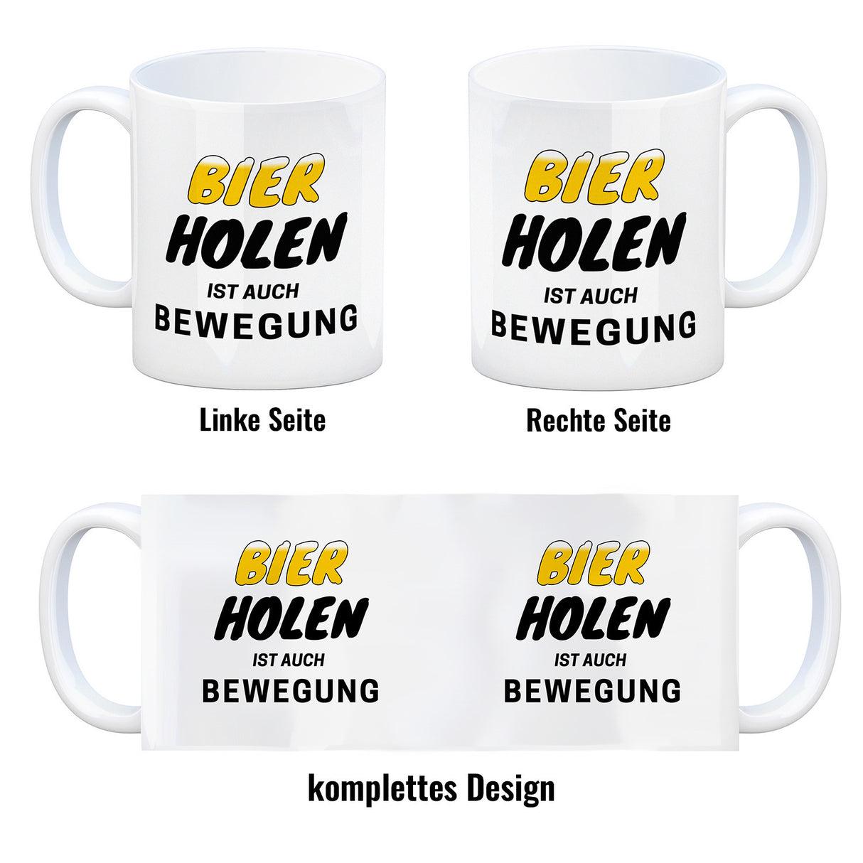 Bier Kaffeebecher mit Spruch - Bier holen ist auch Bewegung