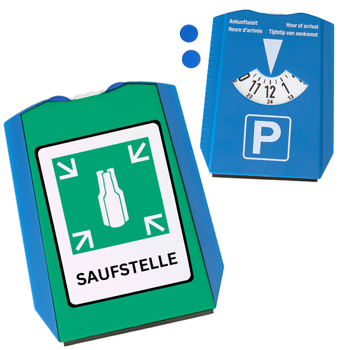SAUFSTELLE Bier Parkscheibe mit Spruch und Einkaufswagenchips