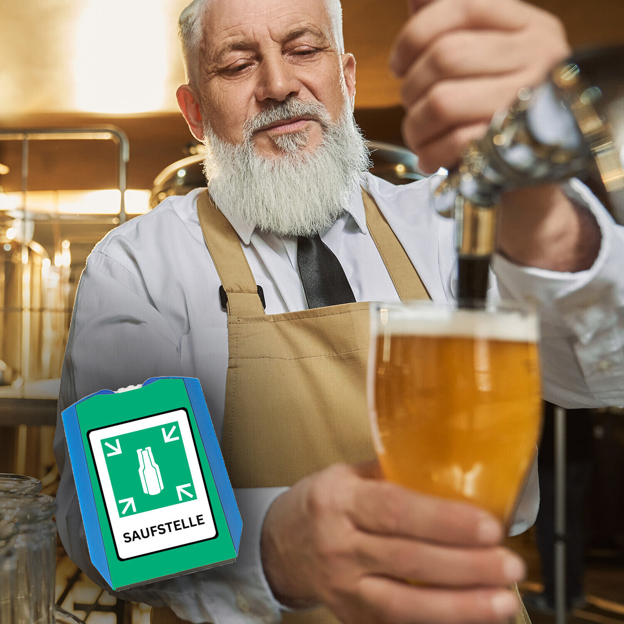 SAUFSTELLE Bier Parkscheibe mit Spruch und Einkaufswagenchips