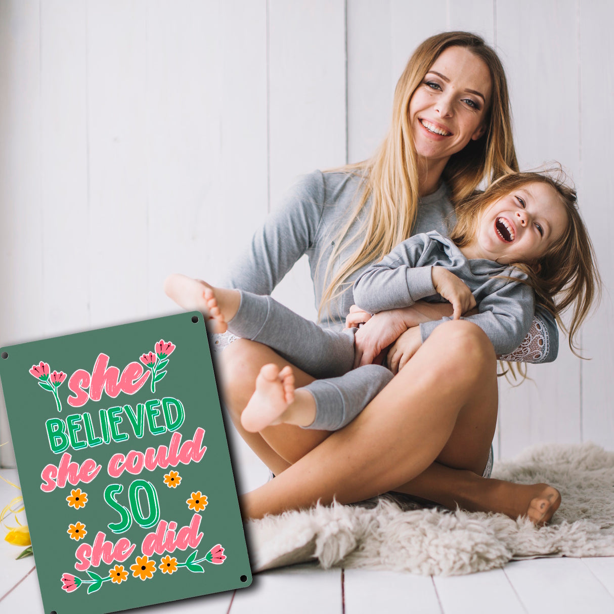 Motivation Metallschild in 15x20 cm mit Spruch She believed she could so she did