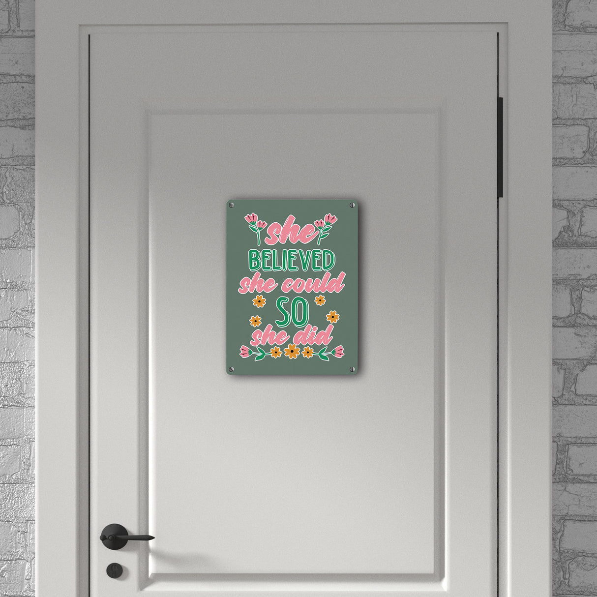 Motivation Metallschild in 15x20 cm mit Spruch She believed she could so she did