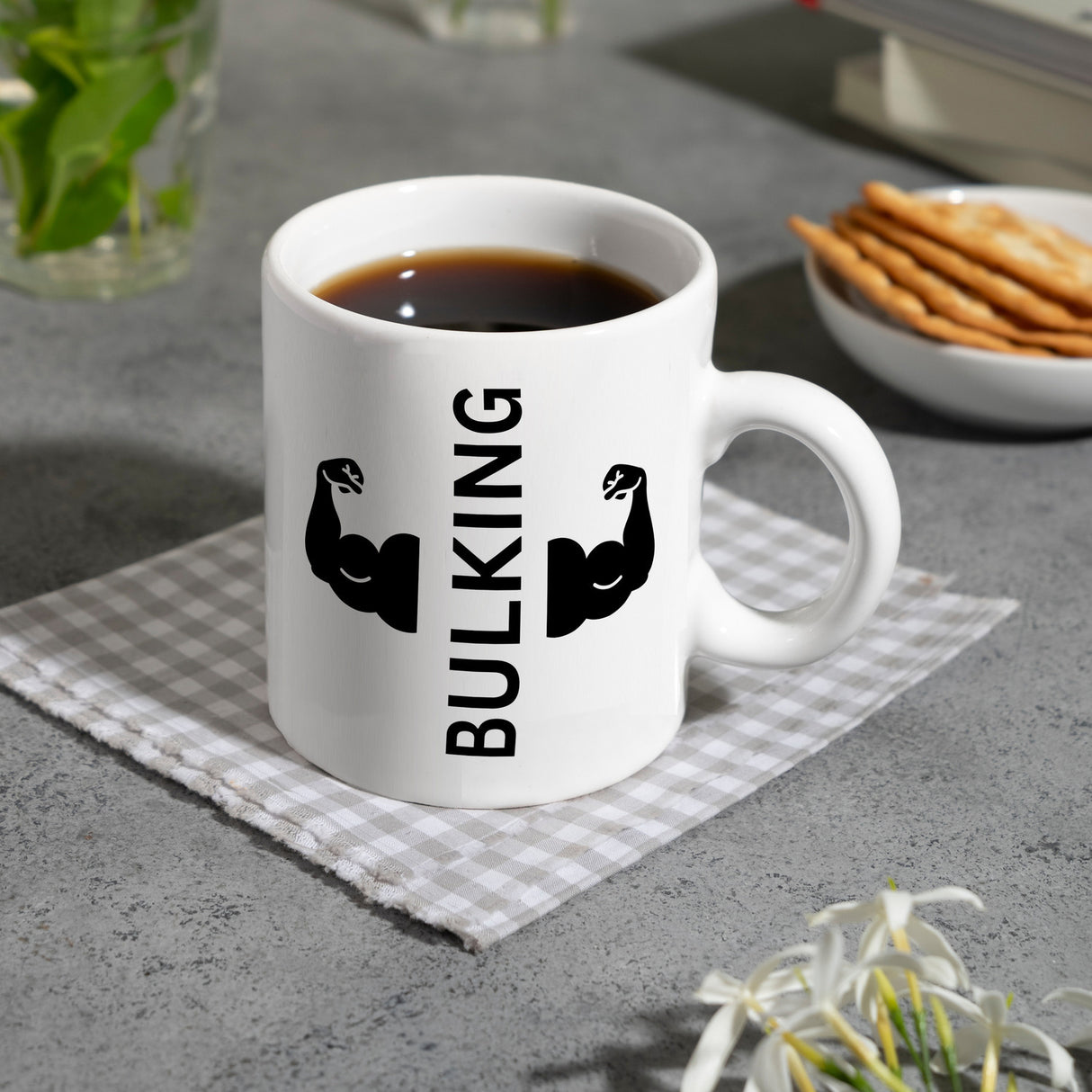 Fitness Kaffeebecher mit Spruch BULKING