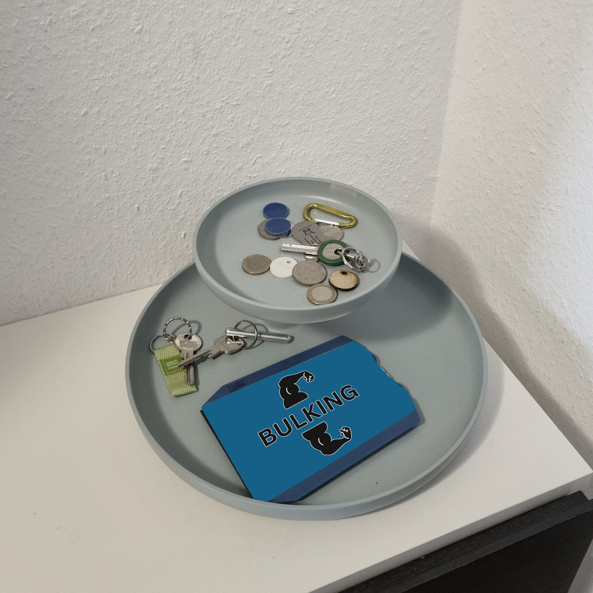 Fitness Parkscheibe in blau mit Spruch BULKING