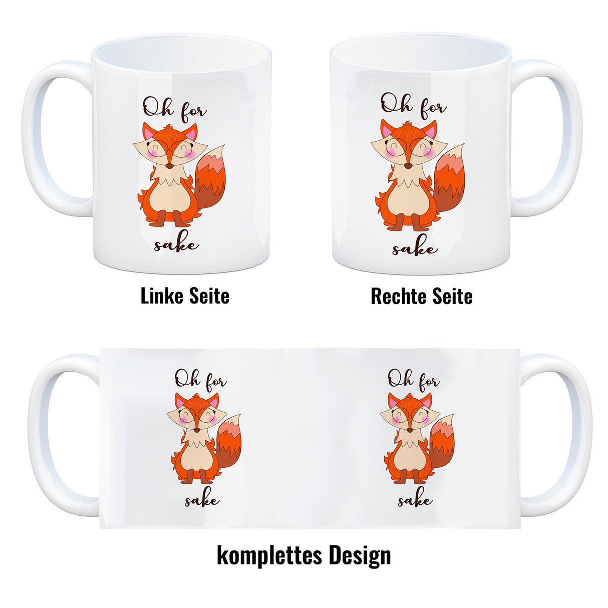Fuchs Kaffeebecher mit Spruch Oh for Fox sake