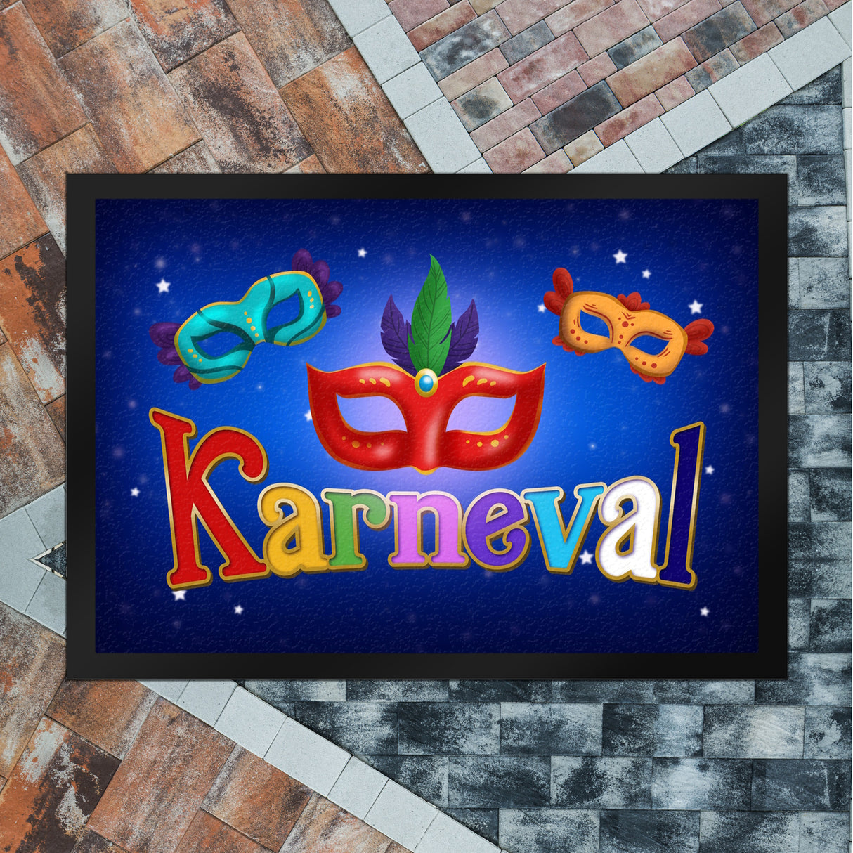 Kölner Karneval Fußmatte mit bunten Masken