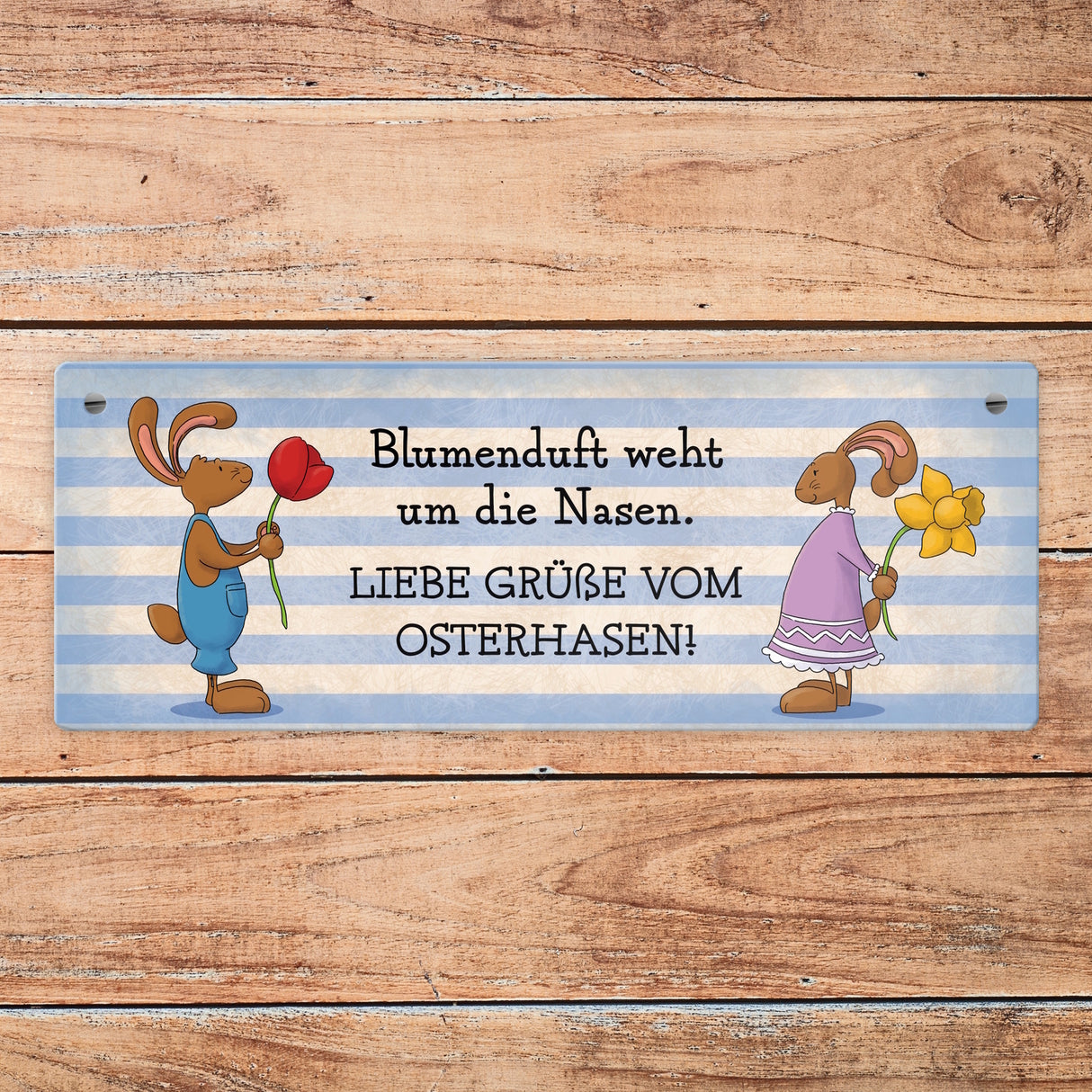 Liebe Grüße vom Osterhasen! Metallschild mit Spruch