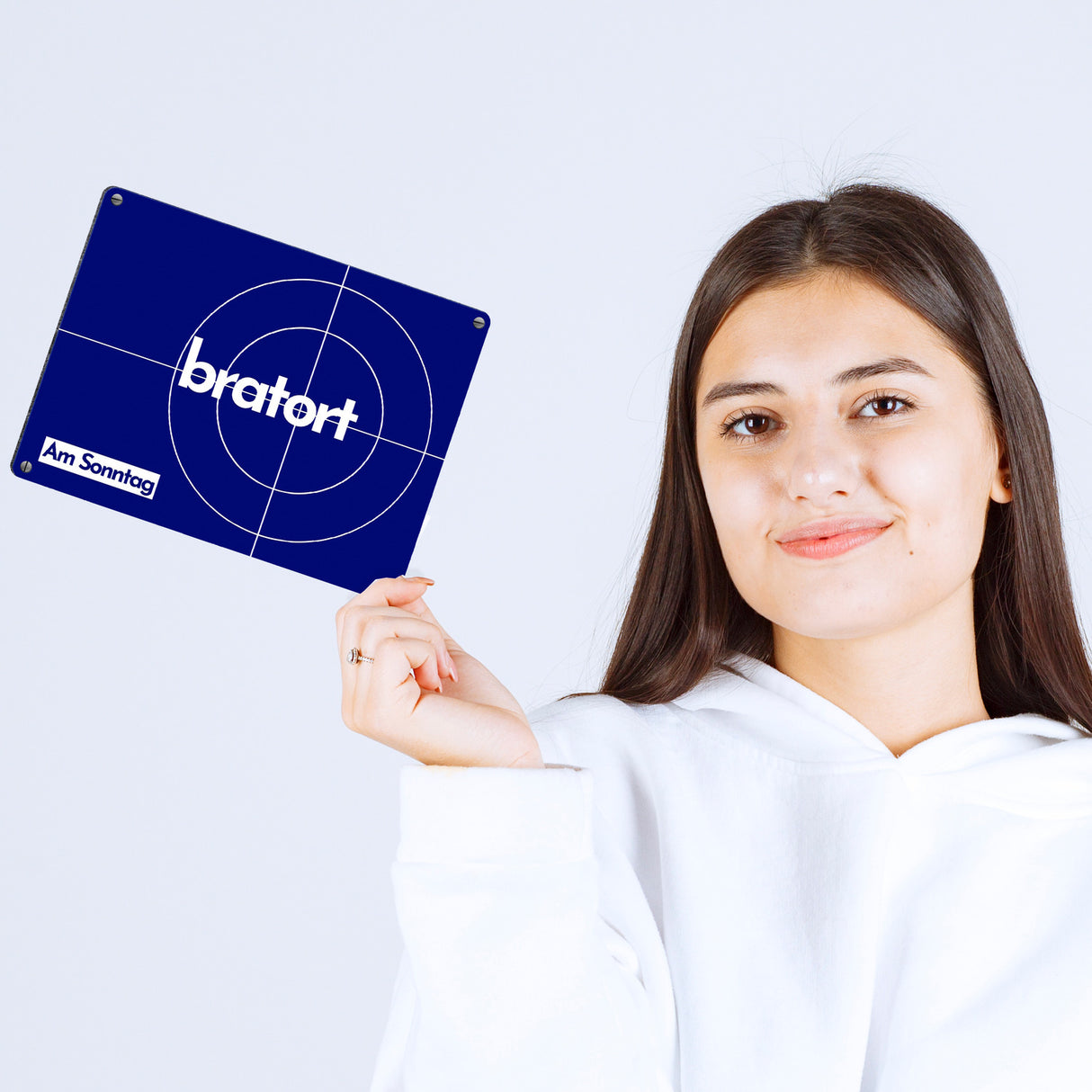 Bratort Metallschild in 15x20 cm mit Spruch: Bratort Am Sonntag