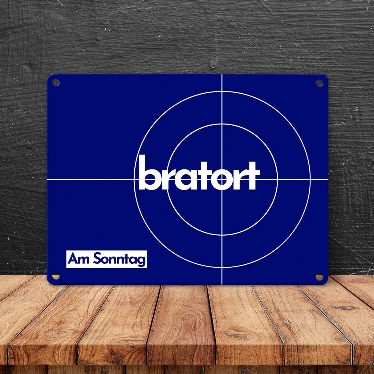 Bratort Metallschild in 15x20 cm mit Spruch: Bratort Am Sonntag