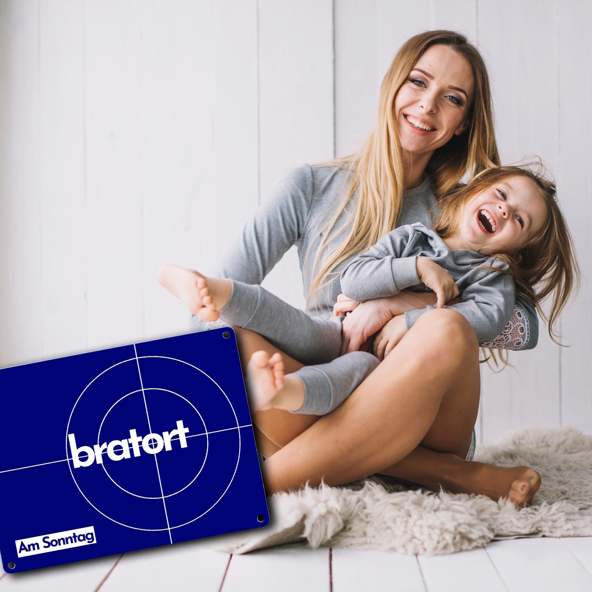 Bratort Metallschild in 15x20 cm mit Spruch: Bratort Am Sonntag