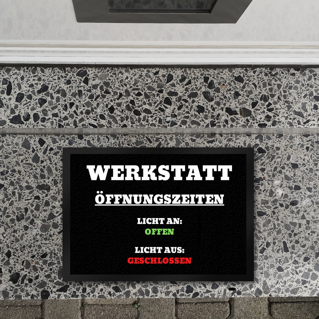 Werkstatt Öffnungszeiten Fußmatte in 35x50 cm