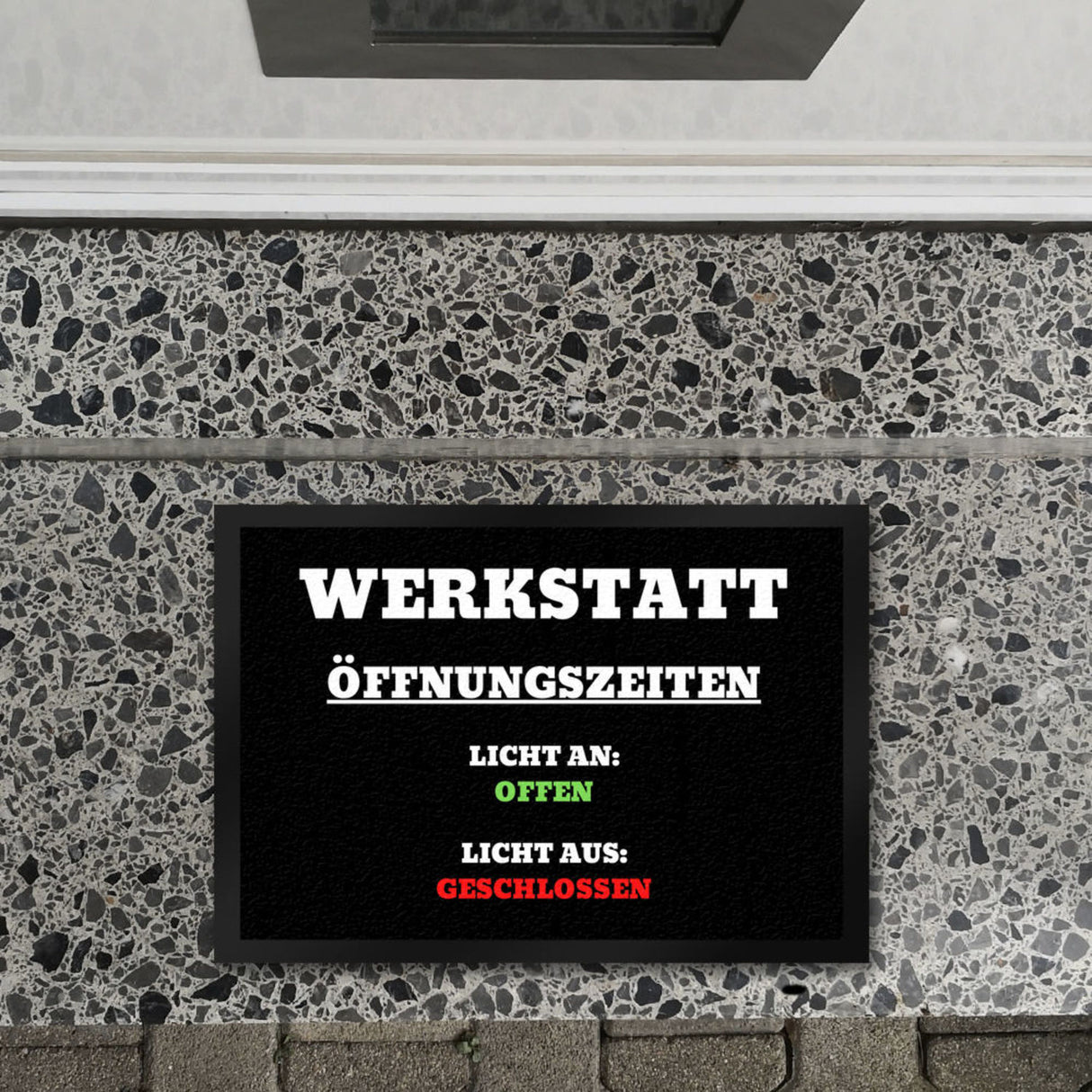 Werkstatt Öffnungszeiten Fußmatte in 35x50 cm
