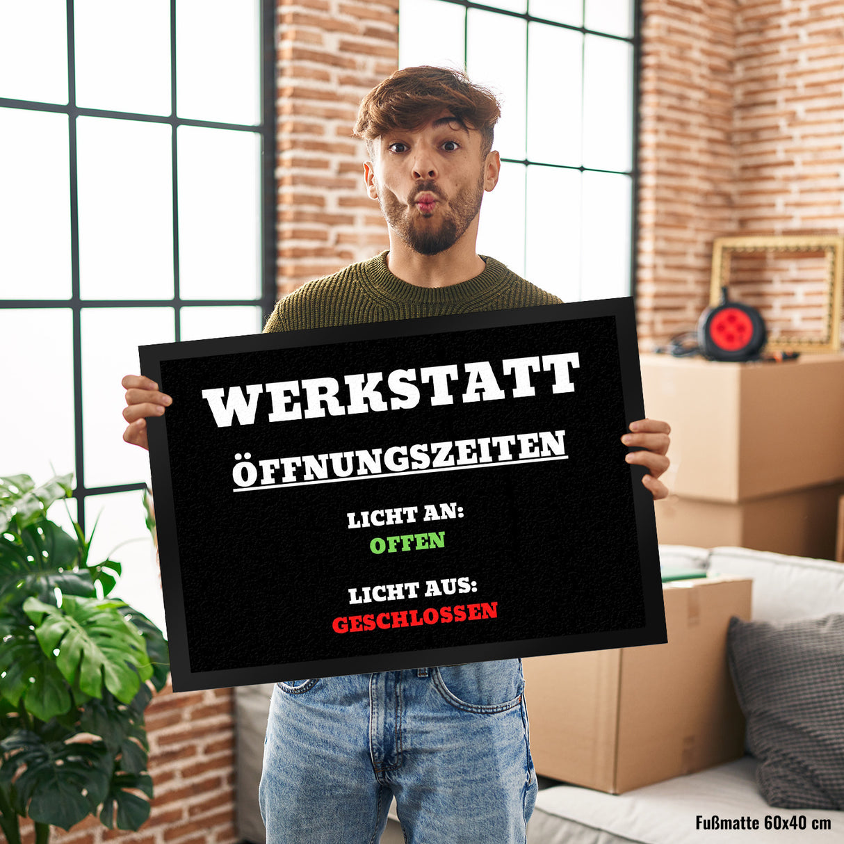 Werkstatt Öffnungszeiten Fußmatte in 35x50 cm