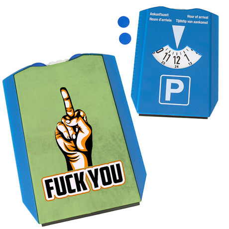 Fuck You Parkscheibe mit Mittelfinger Motiv