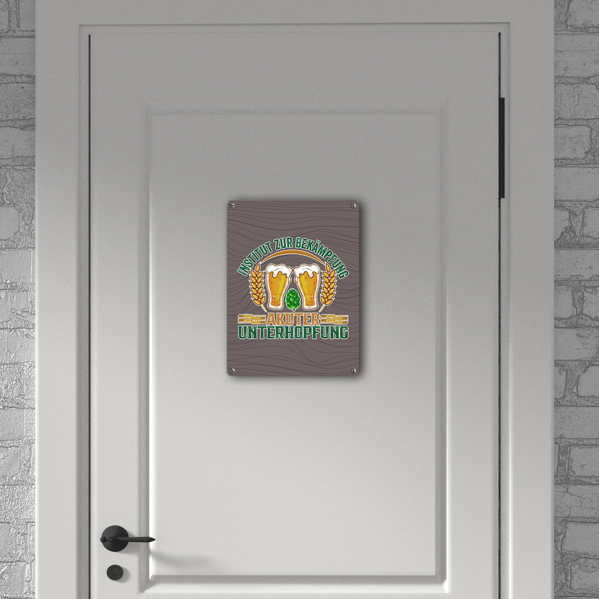 Bier Metallschild in 15x20 cm Institut zur Bekämpfung akuter Unterhopfung