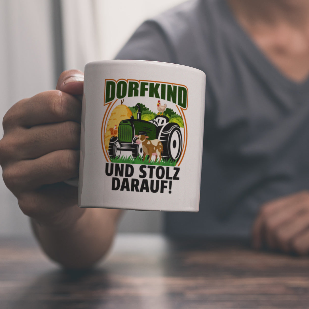 Dorf Kaffeebecher mit Spruch Dorfkind und stolz darauf