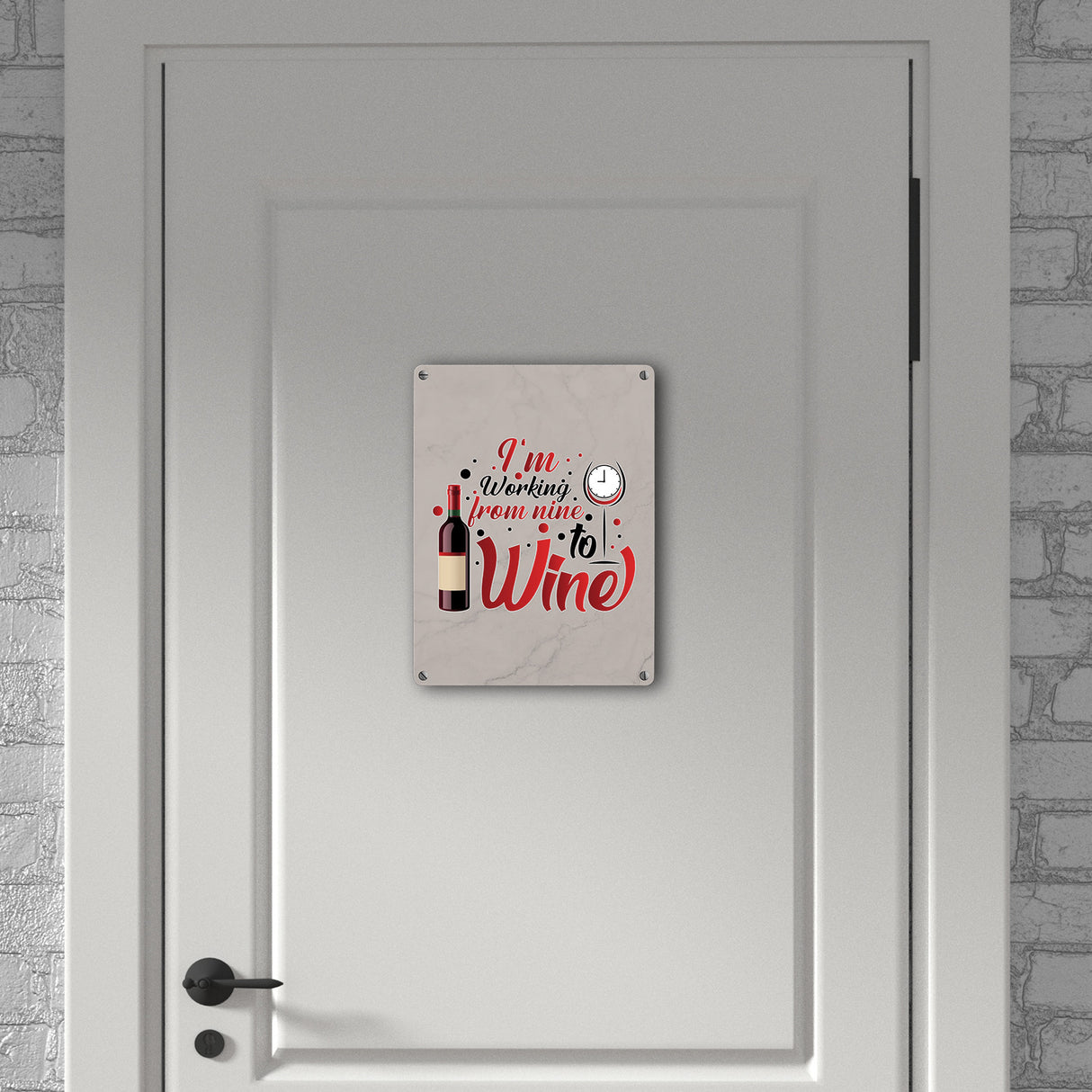 Wein Metallschild in 15x20 cm mit Spruch I´m working from nine to Wine