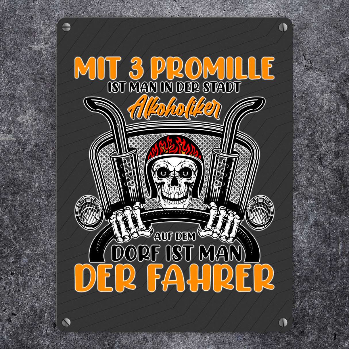 Dorf Metallschild in 15x20 cm mit Spruch Mit 3 Promille ist man der Fahrer