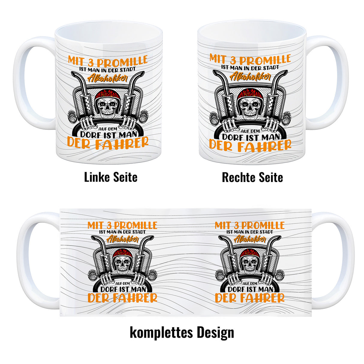 Dorfkind Kaffeebecher mit Spruch Mit 3 Promille ist man der Fahrer