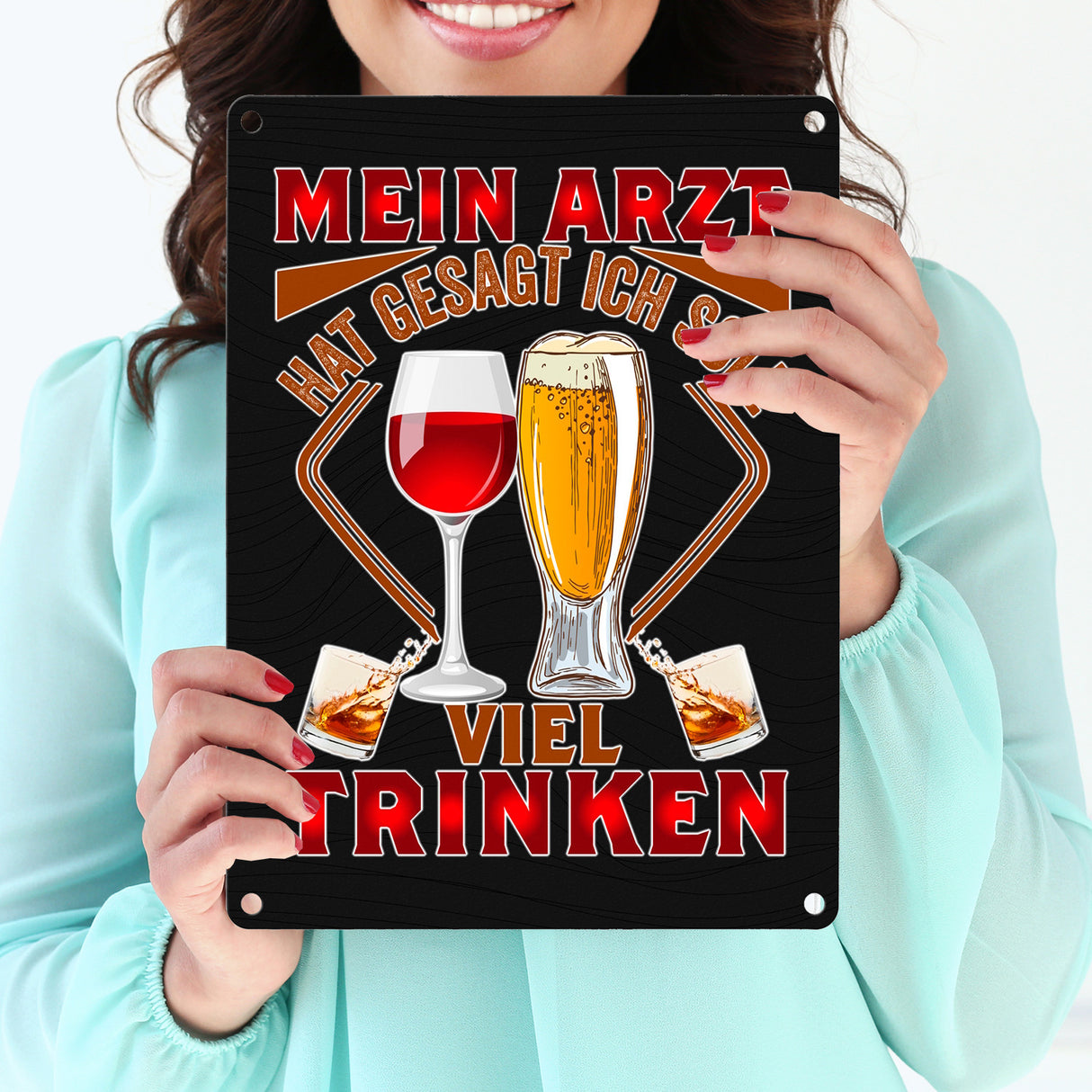 Alkohol Metallschild in 15x20 cm Mein Arzt hat gesagt ich soll viel trinken