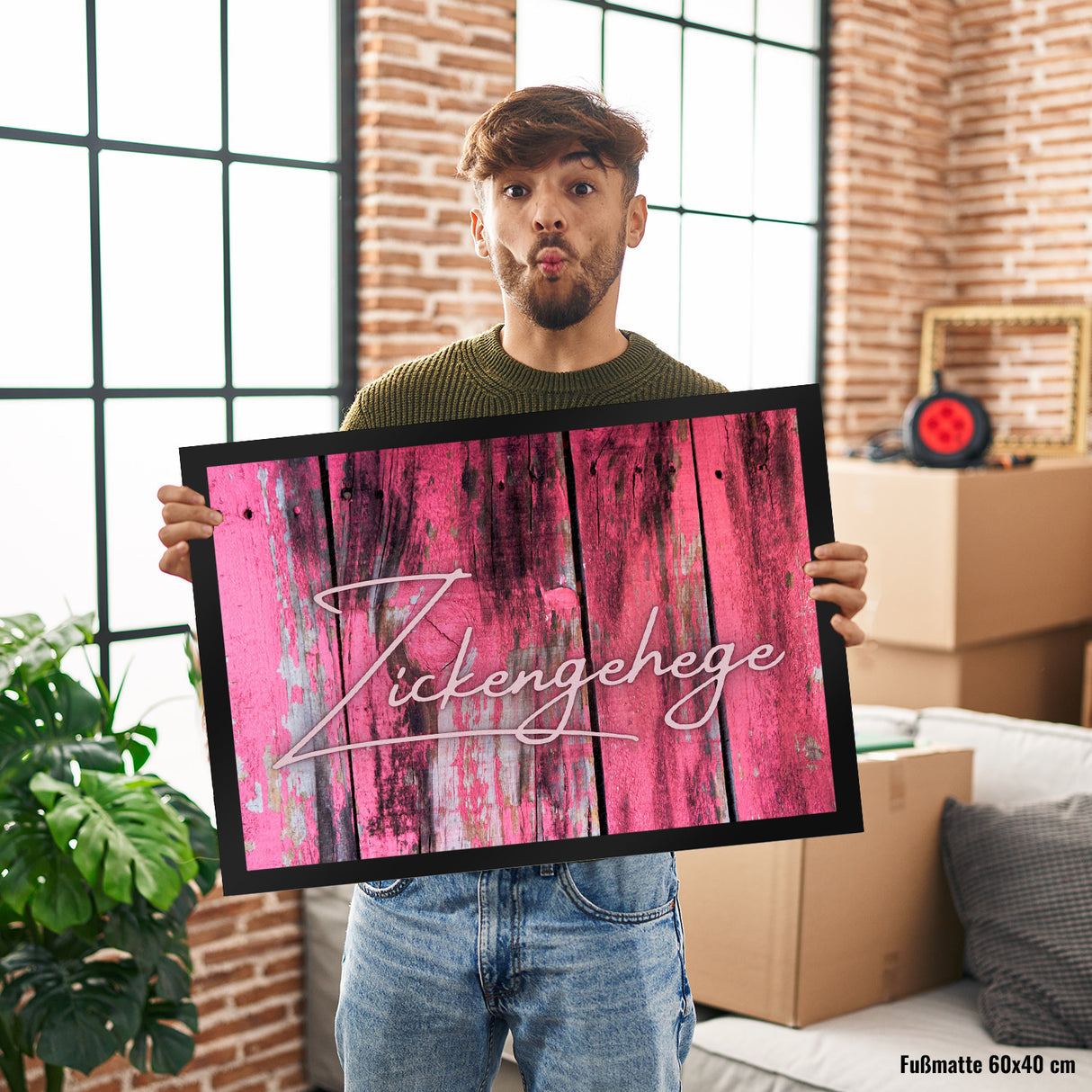 Zickengehege Fußmatte in 35x50 cm - Zicke begrüßt Gäste Variante 1