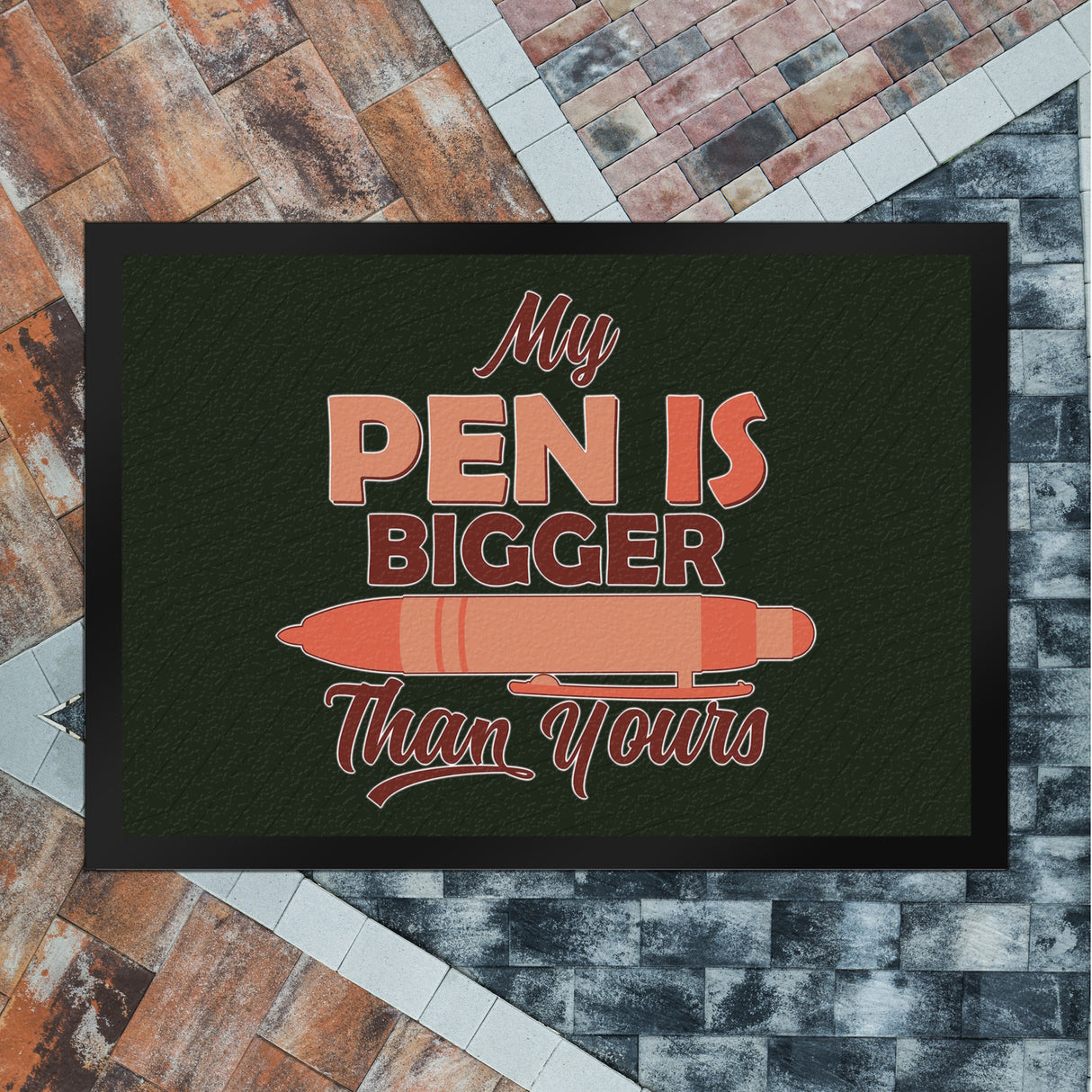 Penis Fußmatte in 35x50 cm mit Spruch My Pen is bigger than yours