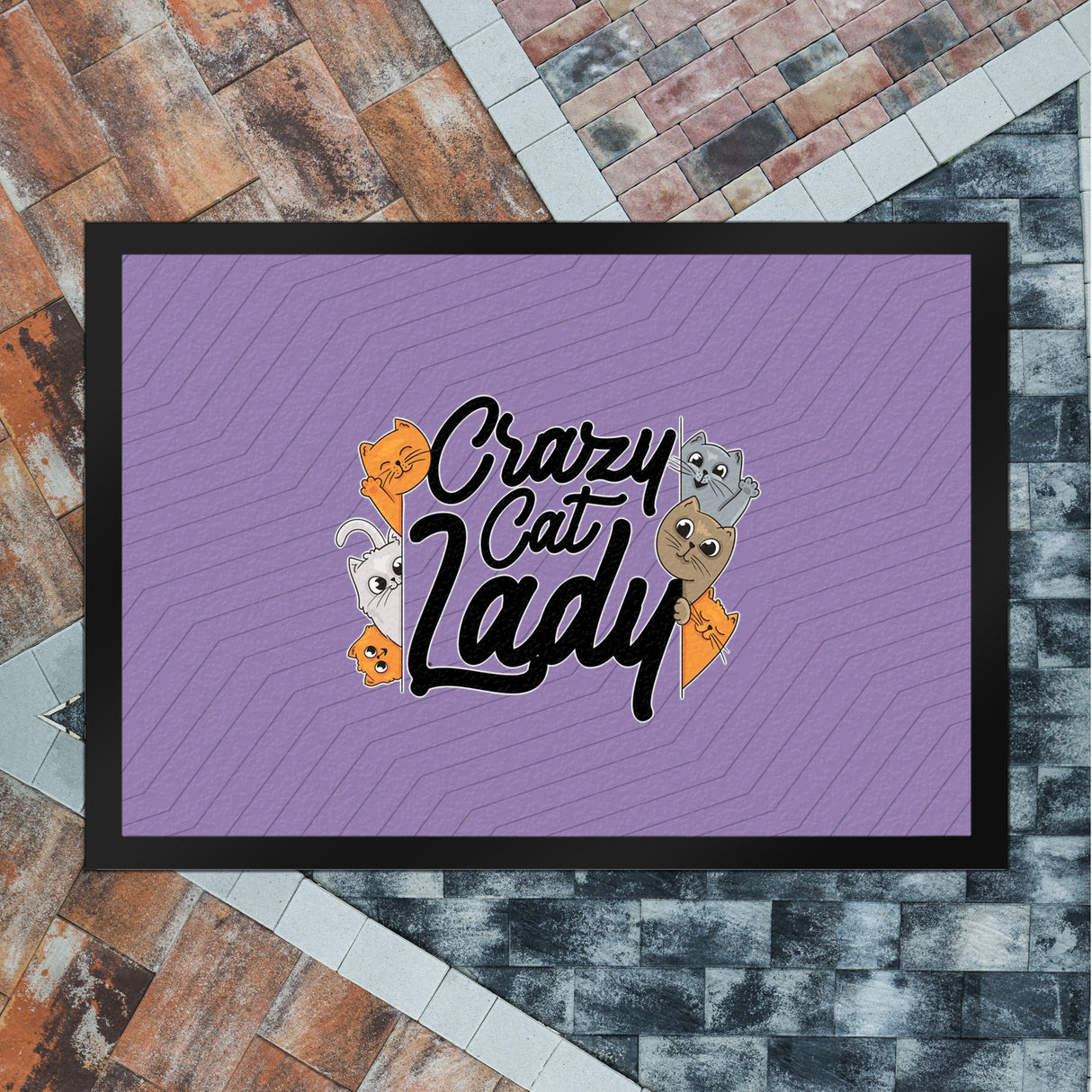 Katzen Fußmatte in 35x50 cm Crazy Cat Lady für Katzenliebhaber