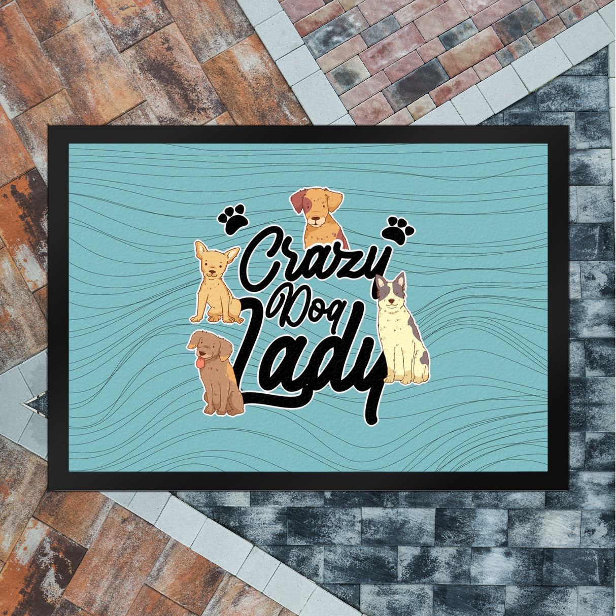 Hunde Fußmatte in 35x50 cm Crazy Dog Lady für Hundeliebhaber