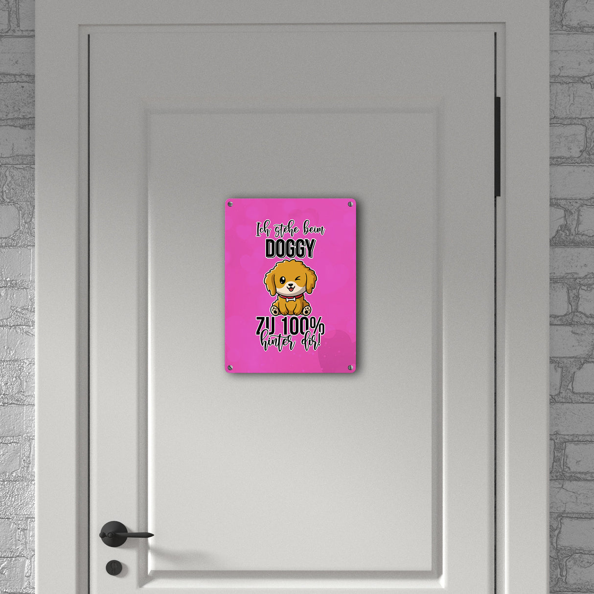 Doggy Style Metallschild in 15x20 cm in Pink Ich stehe beim Doggy zu 100 % hinter dir