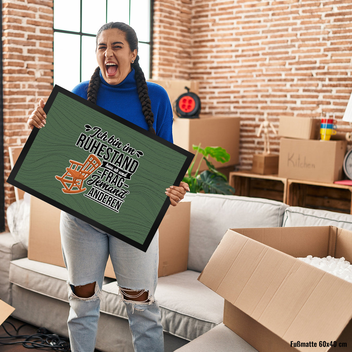 Rente Fußmatte in 35x50 cm mit Spruch für Rentner Ich bin im Ruhestand hau ab