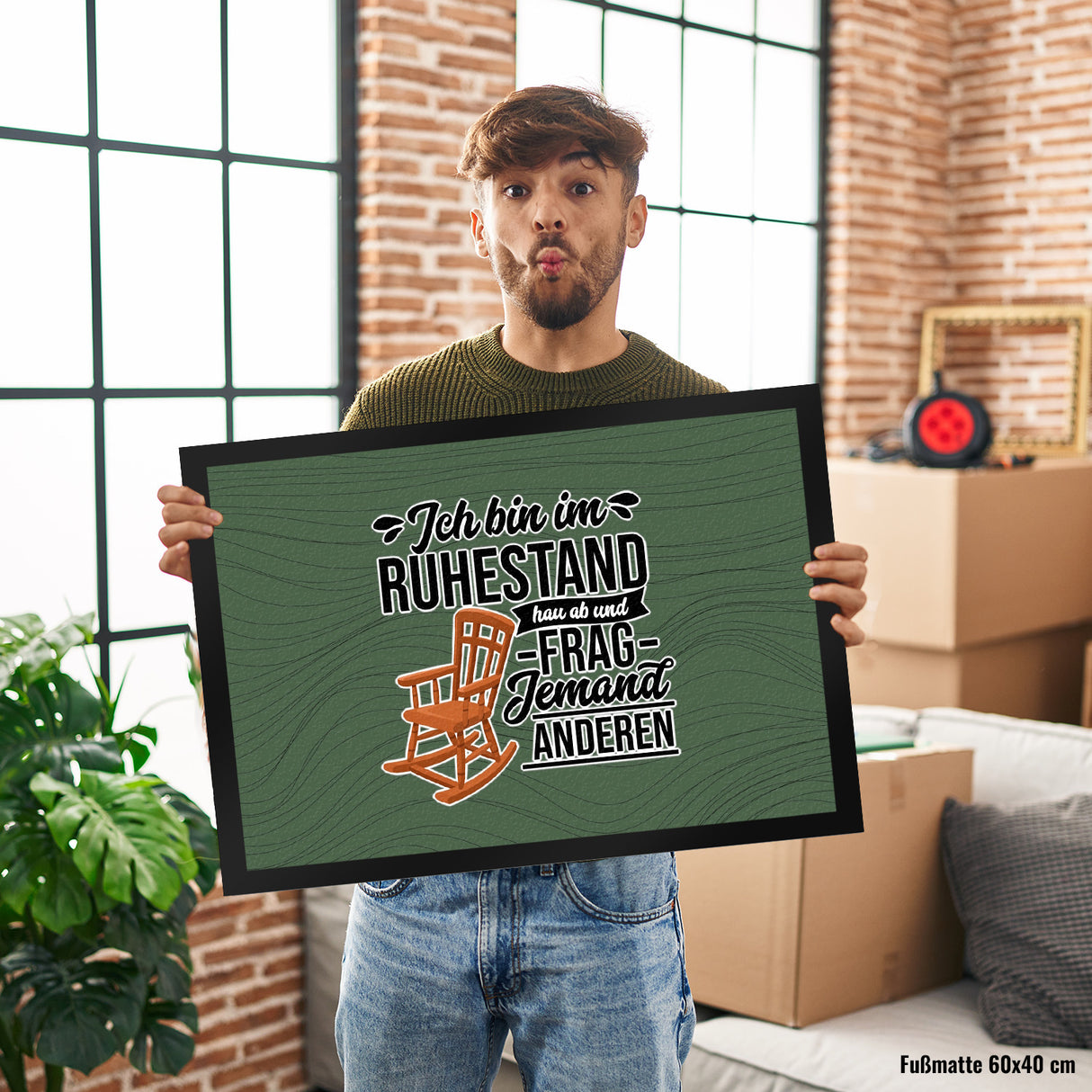 Rente Fußmatte in 35x50 cm mit Spruch für Rentner Ich bin im Ruhestand hau ab