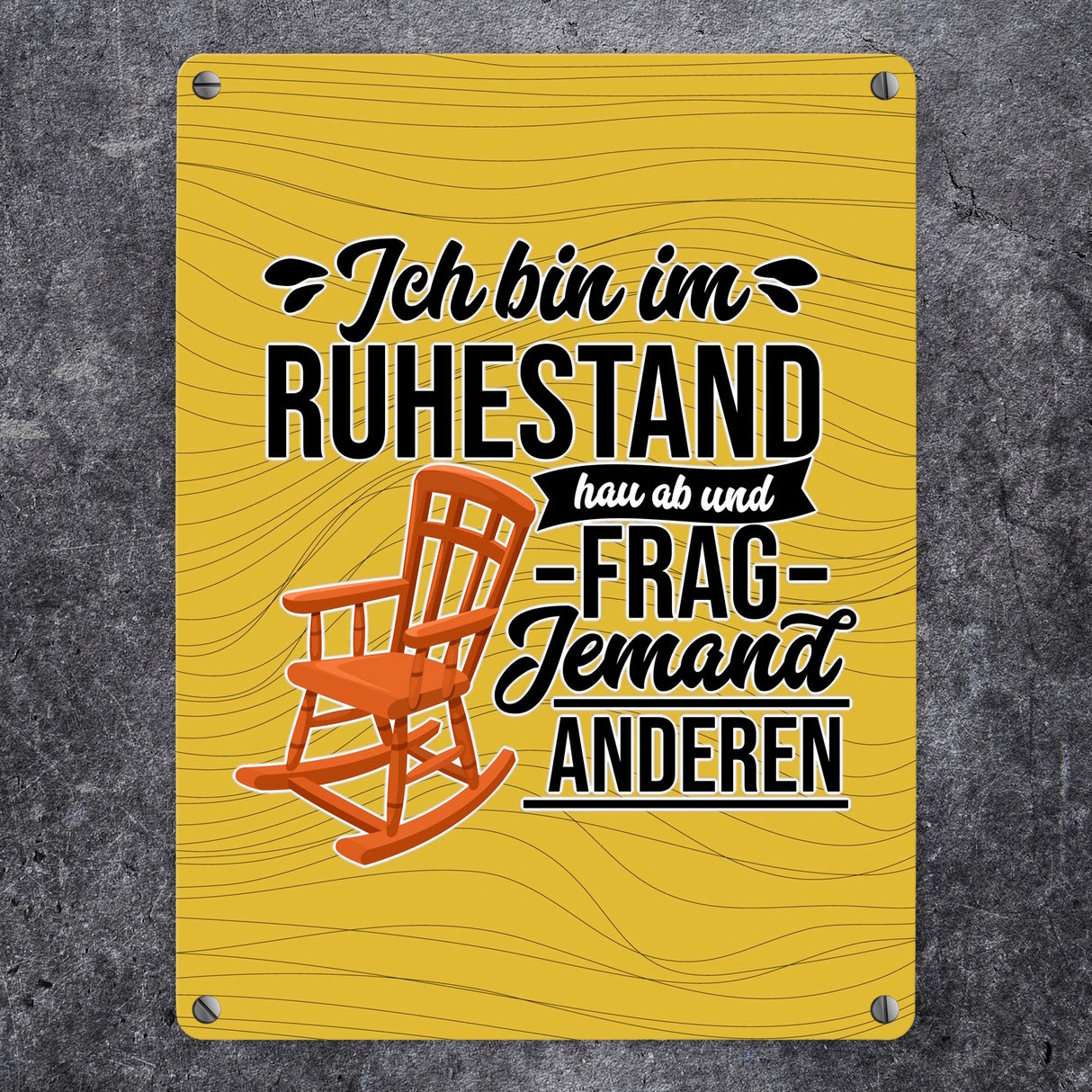 Rente Metallschild in 15x20 cm mit Spruch für Rentner Ich bin im Ruhestand hau ab