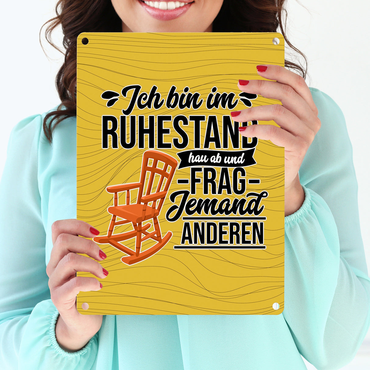 Rente Metallschild in 15x20 cm mit Spruch für Rentner Ich bin im Ruhestand hau ab