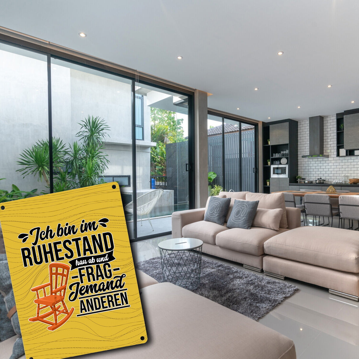 Rente Metallschild in 15x20 cm mit Spruch für Rentner Ich bin im Ruhestand hau ab