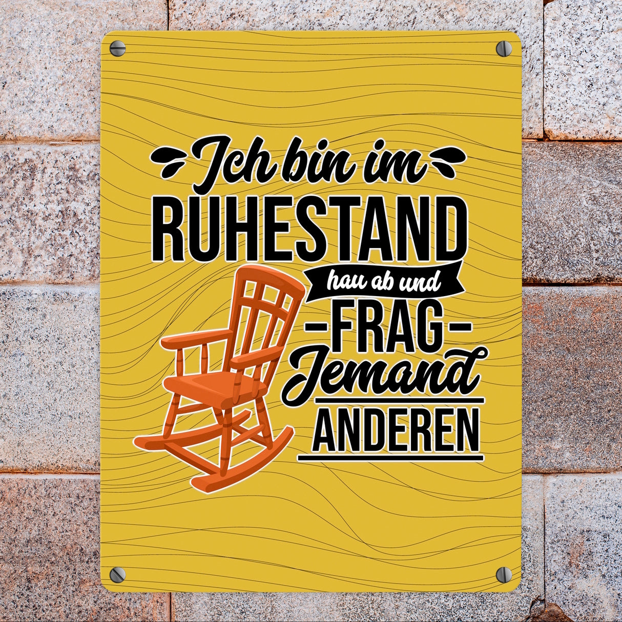 Rente Metallschild in 15x20 cm mit Spruch für Rentner Ich bin im Ruhestand hau ab
