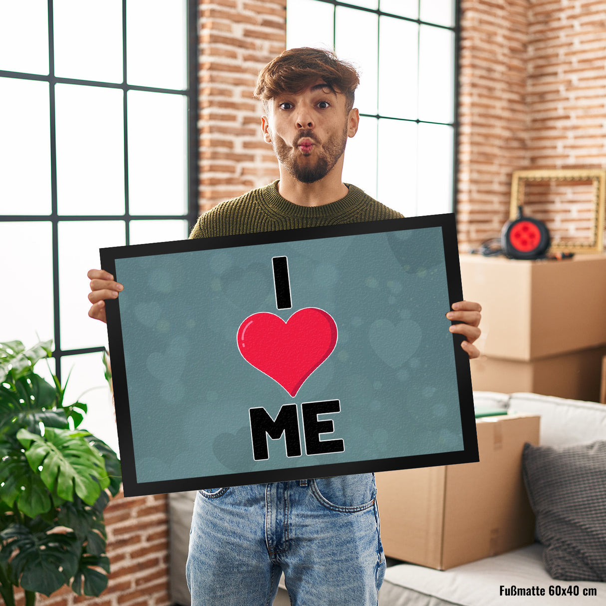 I love me Herz Fußmatte in 35x50 cm für Selbstverliebte