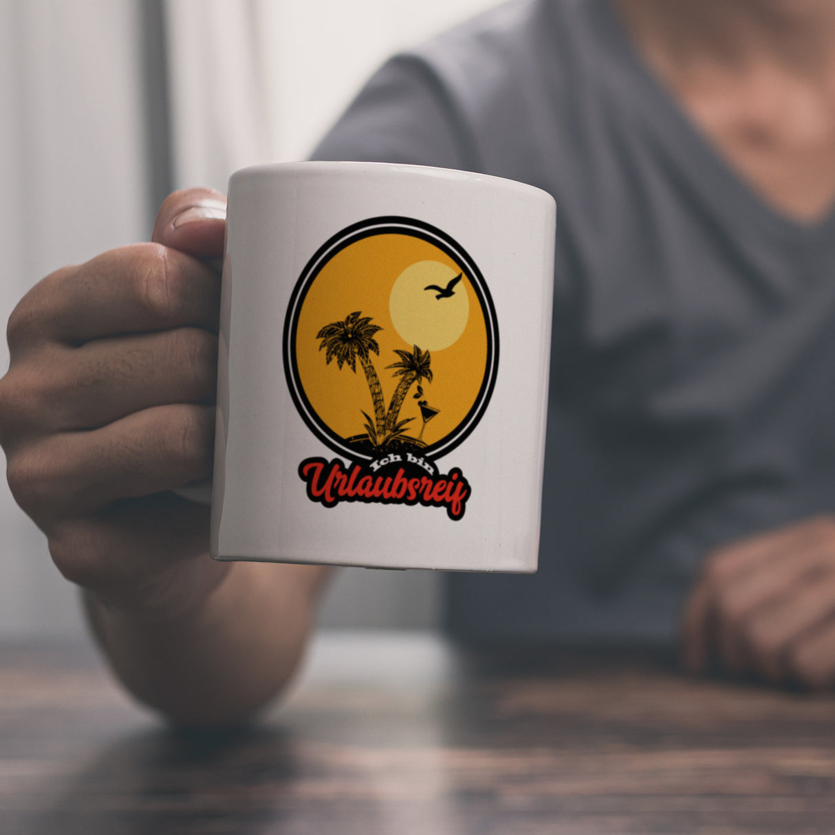 Ich bin Urlaubsreif Kaffeebecher mit Palmen