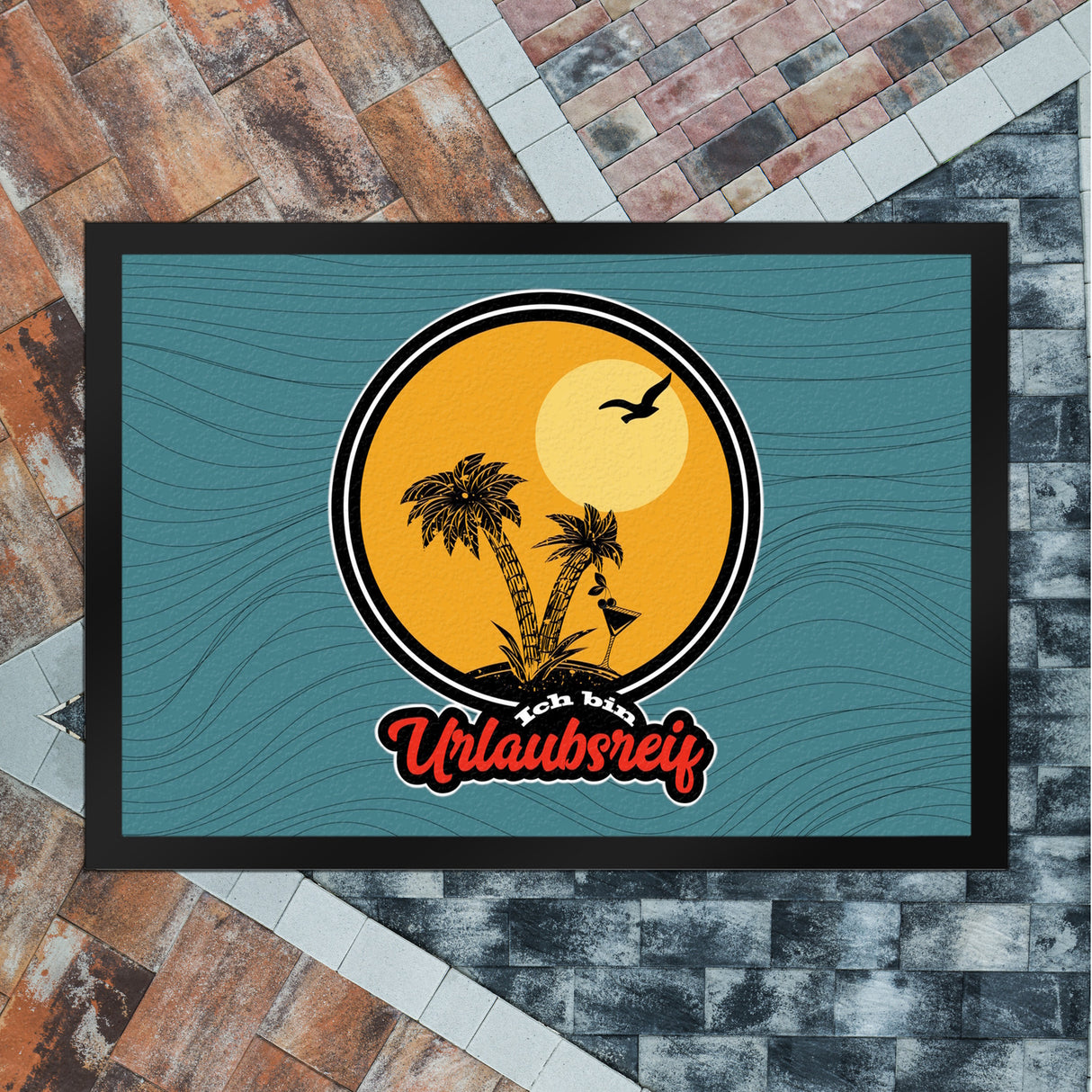 Ich bin Urlaubsreif Fußmatte in 35x50 cm mit Palmen-Motiv