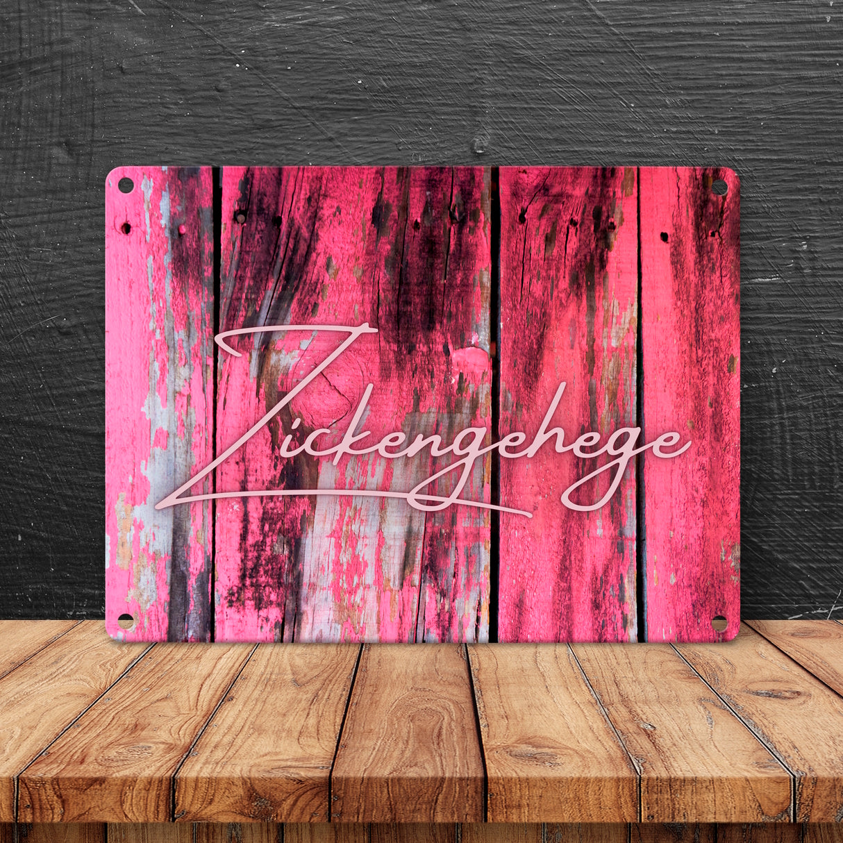 Zickengehege Metallschild in 15x20 cm für deine Tochter in pink