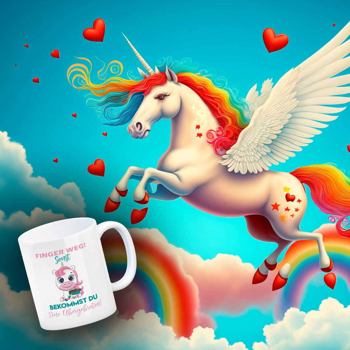Finger weg Einhorn Kaffeebecher Sonst bekommst du eine Übergebraten