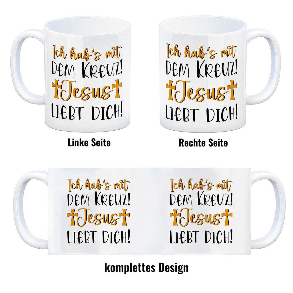 Jesus liebt dich Kaffeebecher mit Spruch Ich habs mit dem Kreuz