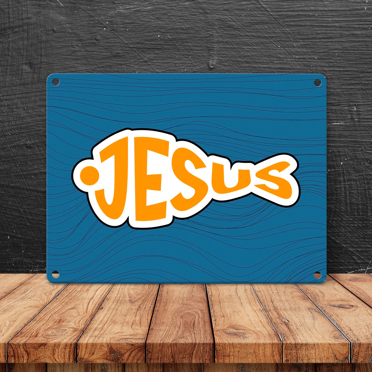 Jesus-Fisch Metallschild in 15x20 cm für Gläubige