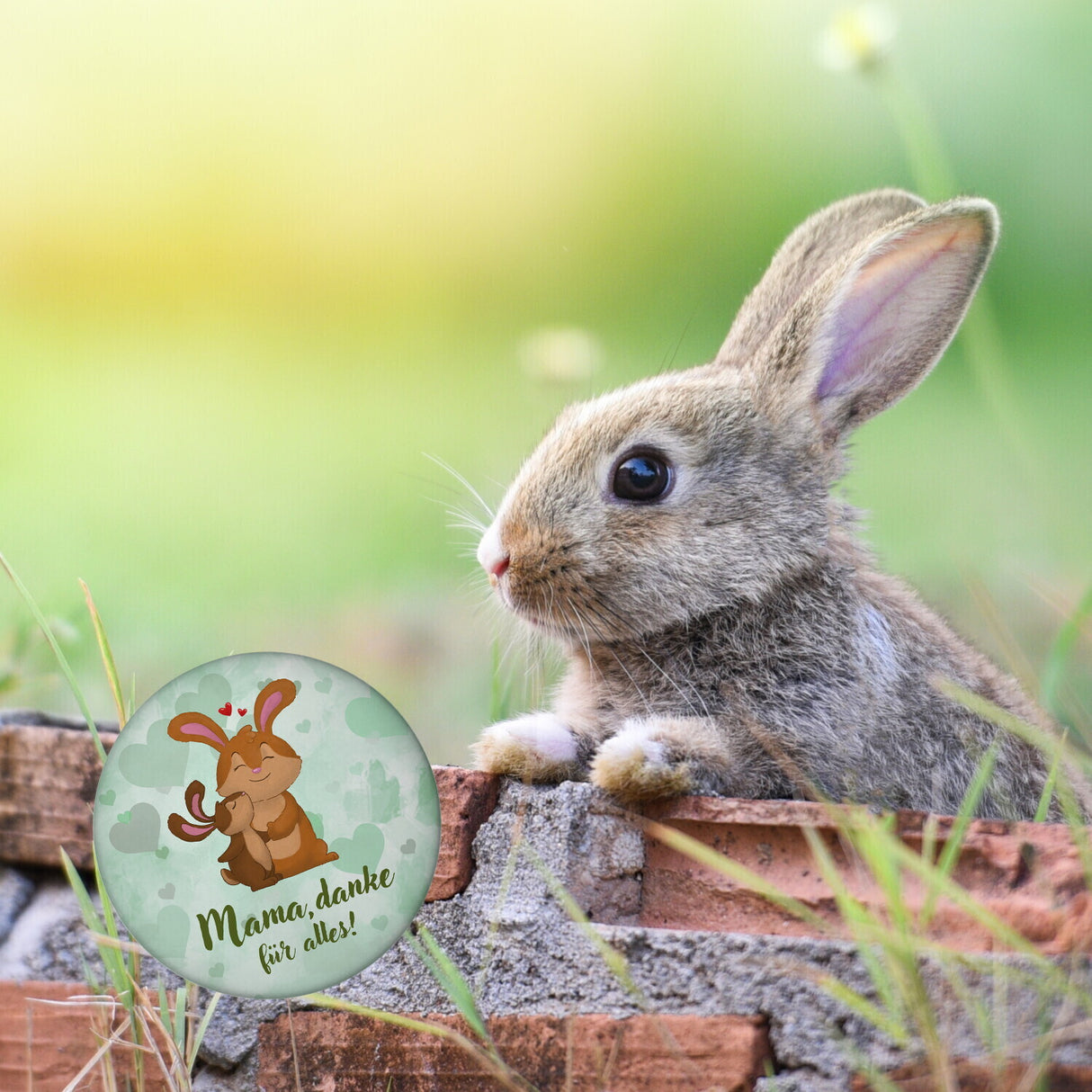 Mama, danke für alles Magnet rund mit niedlichem Hase