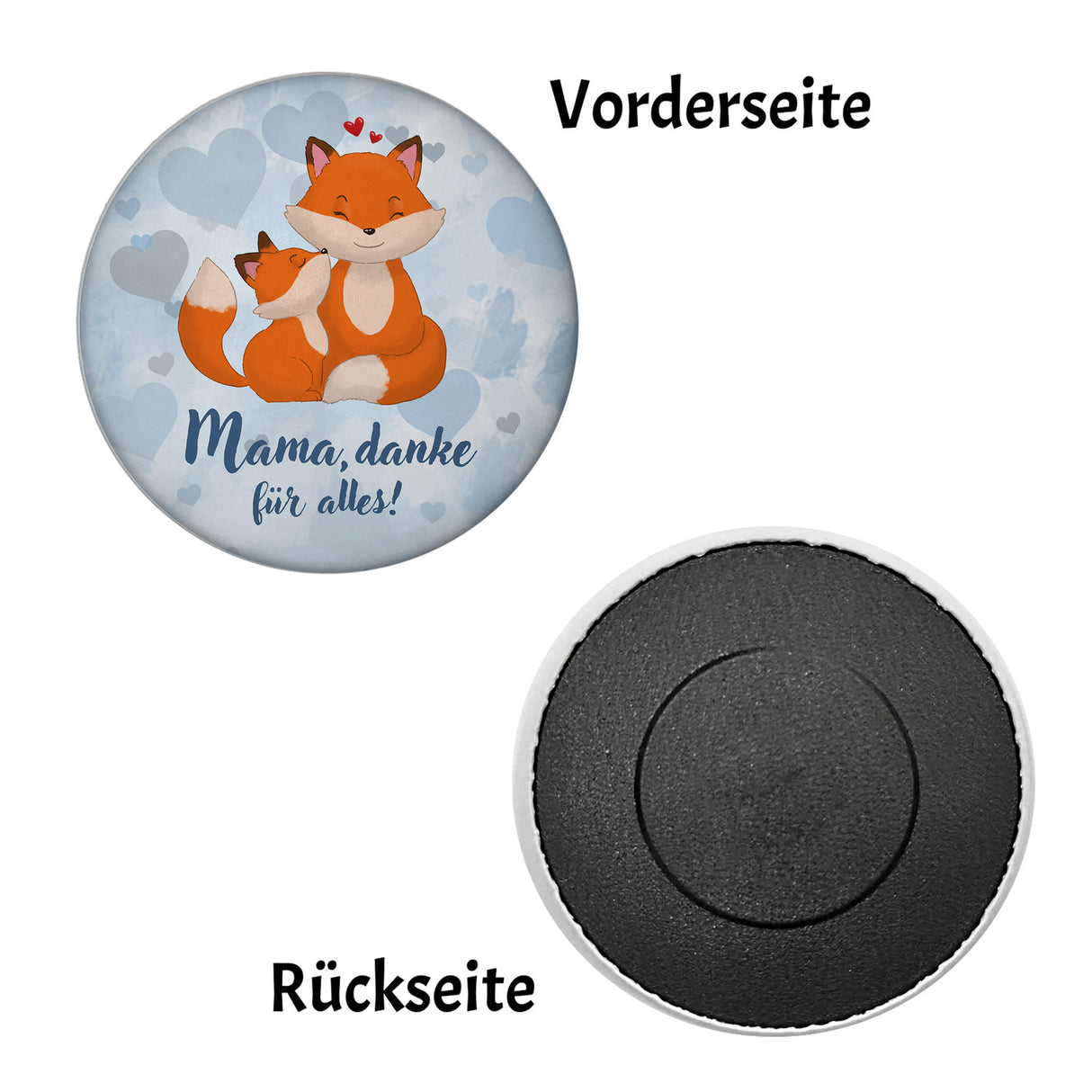 Mama, danke für alles Magnet rund mit niedlichem Fuchs