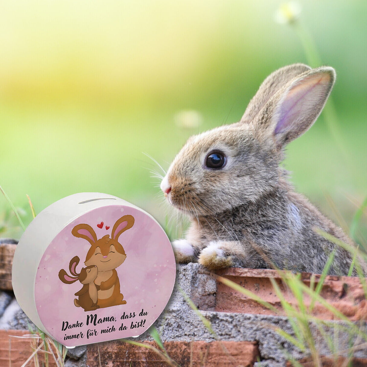 Danke Mama, dass du für mich da bist Spardose mit Hase
