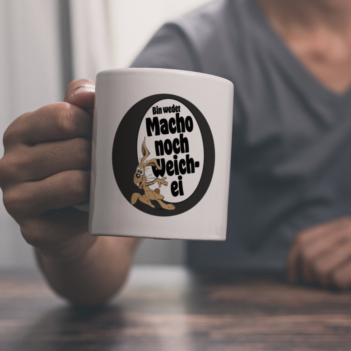 Weder Macho noch Weichei Kaffeebecher mit Osterhase