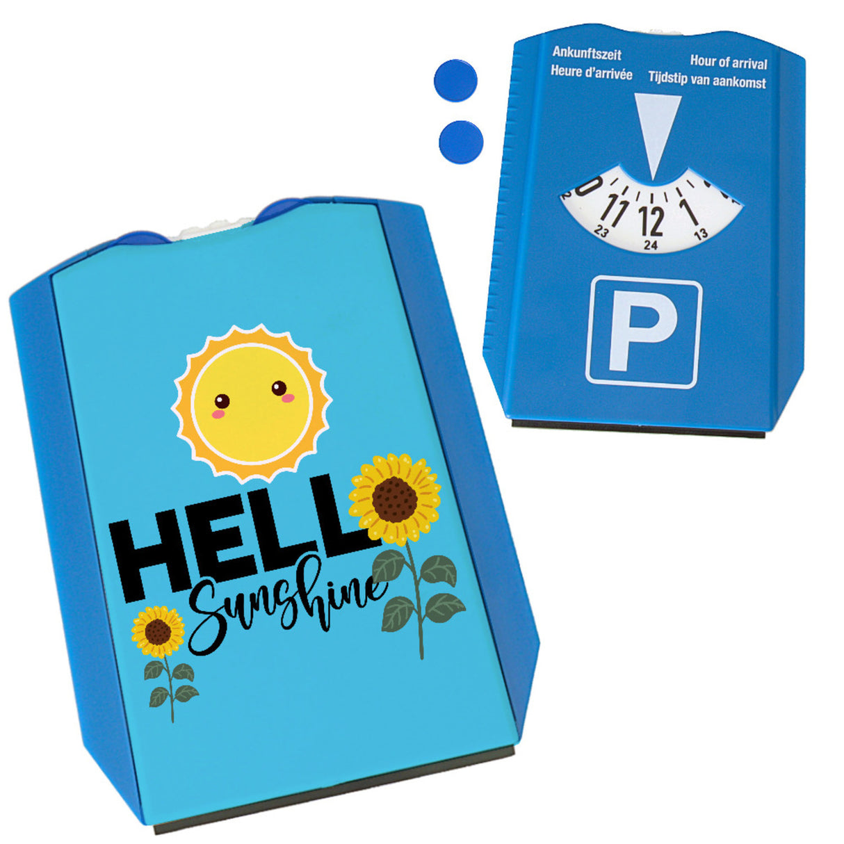 Gute Laune Parkscheibe mit Spruch Hello Sunshine